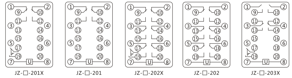 JZY（J)-217靜態中間繼電器內部接線圖及外引接線圖
