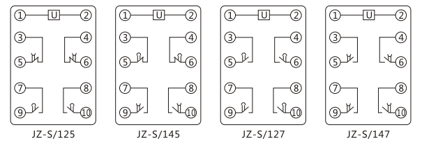 JZ-S/424靜態(tài)可調(diào)延時(shí)中間繼電器內(nèi)部接線圖及外引接線圖